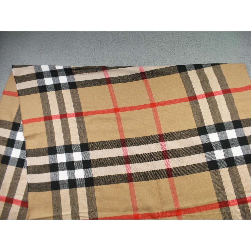 Royal Rossi Scarf Mens Womens Tan Plaid Cashmere Soft Fringed Wrap Classic - Picture 7 of 7